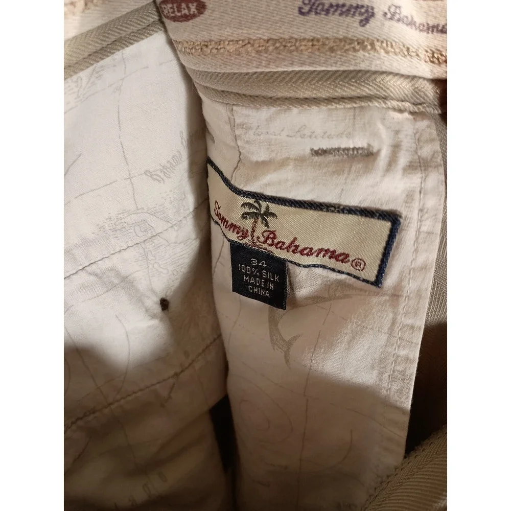 Tommy Bahama Men's 100% Silk Pleated Shorts Khaki • Size 34